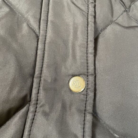 LRL Ralph Lauren Down Parka Quilted Puffer Coat Long Womens Size M Black Zip - Picture 4 of 15